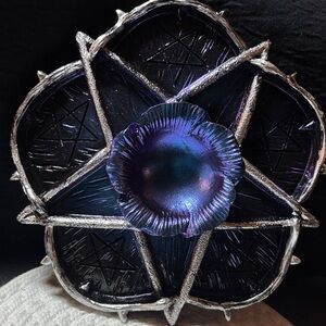 Metallic Purple Blue and silver Pentagram resin sphere tea light tray GORGEOUS